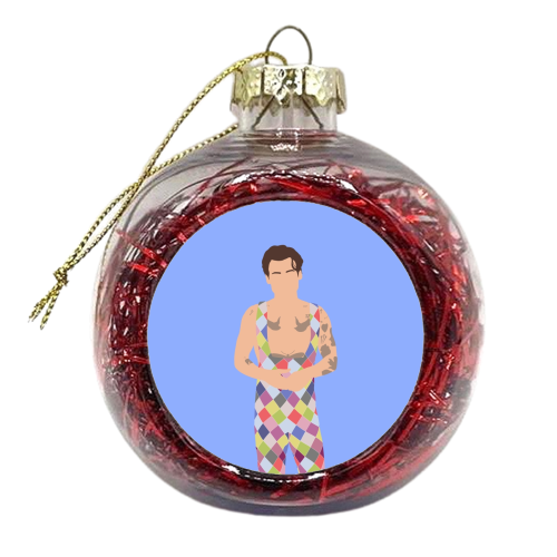 Boy band styles checkered 2023 - xmas bauble by The Girl Next Draw