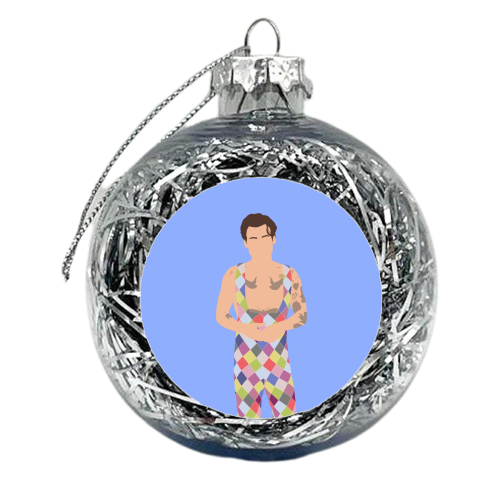 Boy band styles checkered 2023 - xmas bauble by The Girl Next Draw