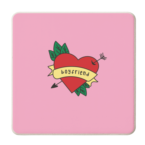 Boyfriend Love - personalised beer coaster by Laura Lonsdale
