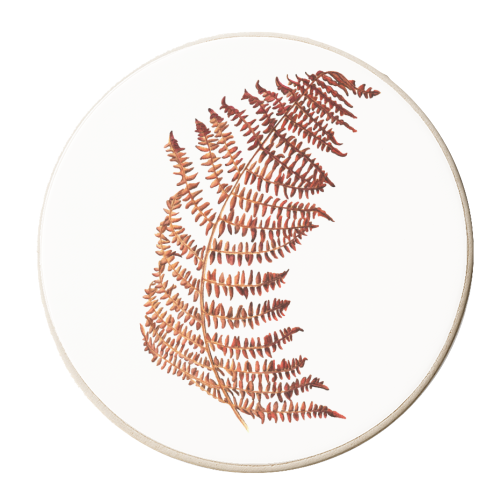 Bracken Leaf - personalised beer coaster by She Walks She Paints