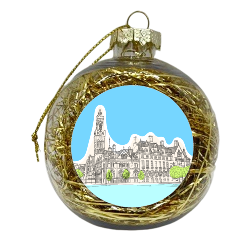 Bradford City Hall Colour Illustration - xmas bauble by Adam Regester