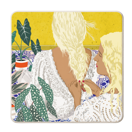Braid Besties - personalised beer coaster by Uma Prabhakar Gokhale