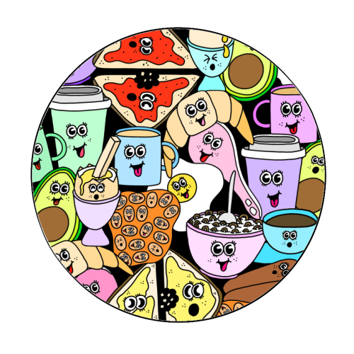 Breakfast - Circle Sticker by Sophie Florence Design