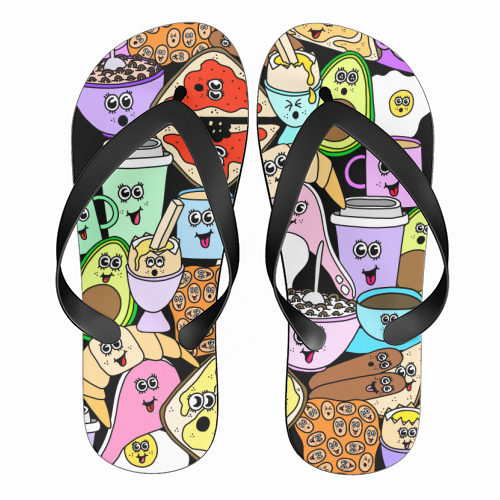 Breakfast - funny flip flops by Sophie Florence Design