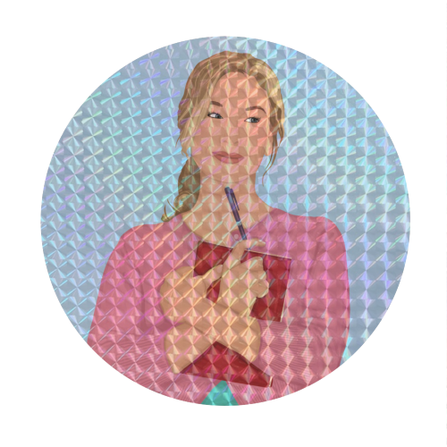 Bridget Jones Inspired Illustration - Circle Sticker by By Rosybum