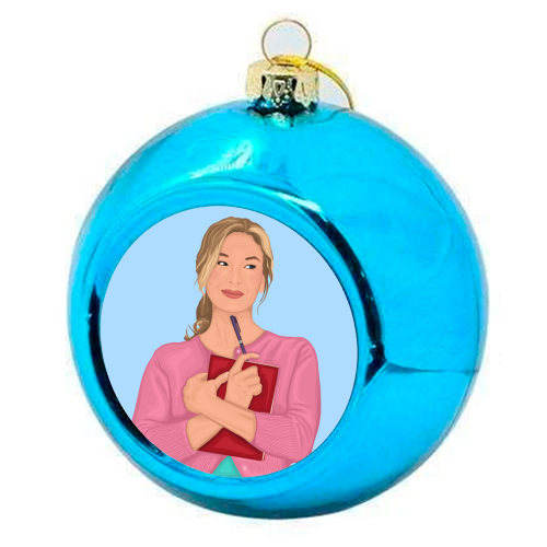 Bridget Jones Inspired Illustration - colourful christmas bauble by By Rosybum