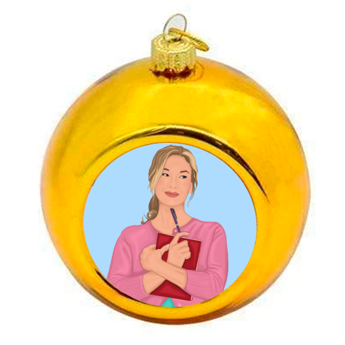 Bridget Jones Inspired Illustration - colourful christmas bauble by By Rosybum