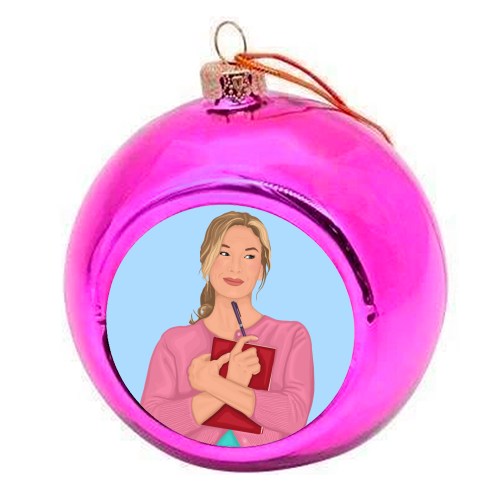 Bridget Jones Inspired Illustration - colourful christmas bauble by By Rosybum