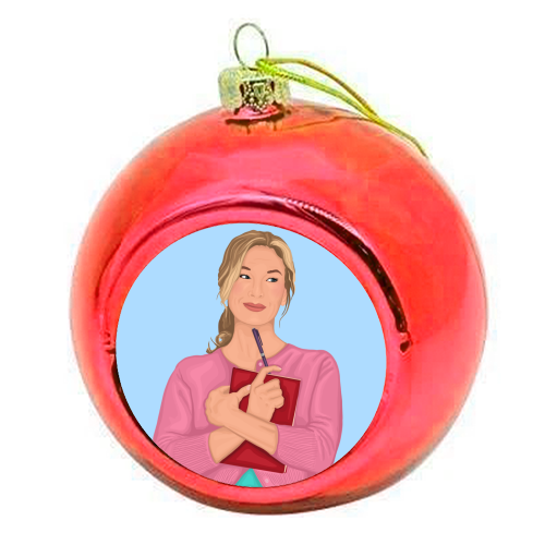 Bridget Jones Inspired Illustration - colourful christmas bauble by By Rosybum
