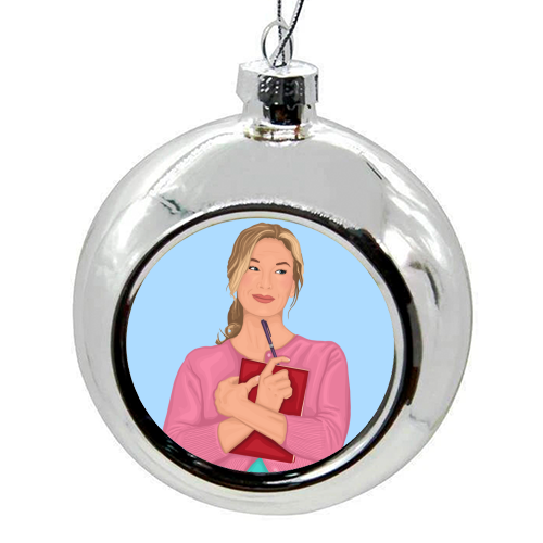 Bridget Jones Inspired Illustration - colourful christmas bauble by By Rosybum
