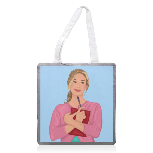 Bridget Jones Inspired Illustration - printed canvas tote bag by By Rosybum