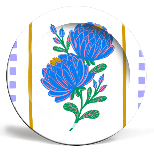 Bright Floral Illustration - ceramic dinner plate by Natalie Rodrigues