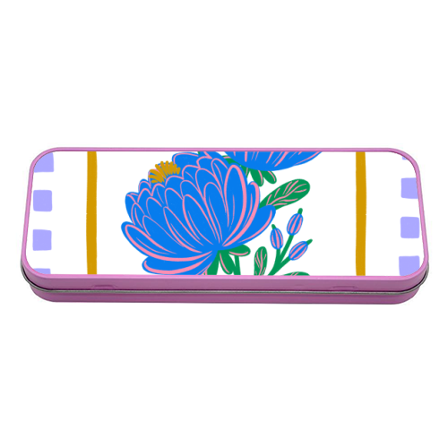 Bright Floral Illustration - tin pencil case by Natalie Rodrigues