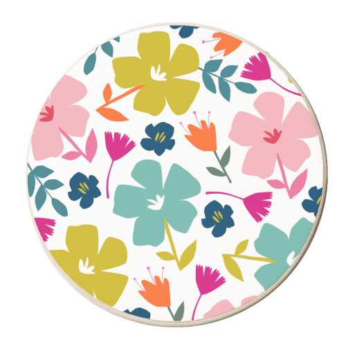Bright flowers - personalised beer coaster by The Boy and the Bear