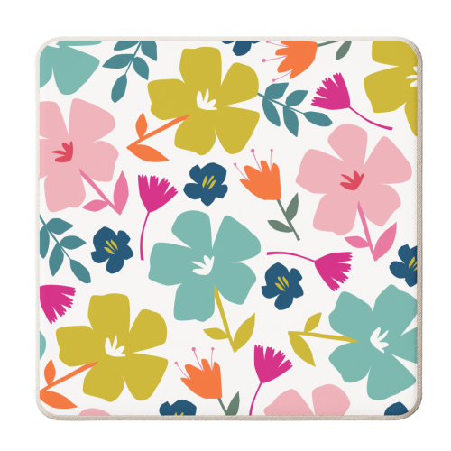 Bright flowers - personalised beer coaster by The Boy and the Bear