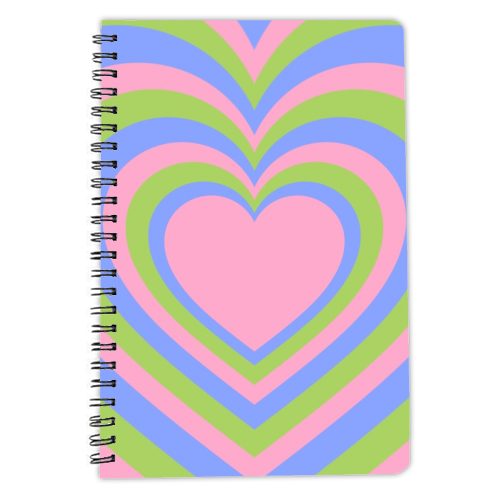 Bright heart tunnel pattern - personalised A4, A5, A6 notebook by The Girl Next Draw