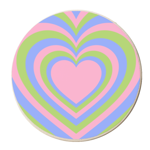 Bright heart tunnel pattern - personalised beer coaster by The Girl Next Draw