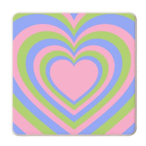 Bright heart tunnel pattern - personalised beer coaster by The Girl Next Draw
