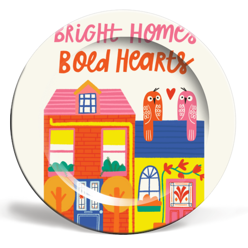 Bright Homes Bold hearts Maximalism Illustration Design - ceramic dinner plate by AbiGoLucky