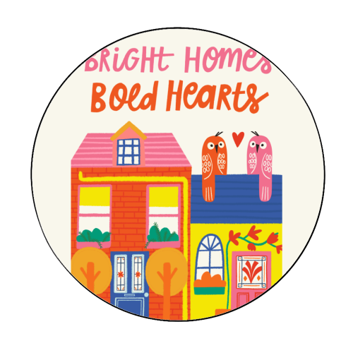Bright Homes Bold hearts Maximalism Illustration Design - Circle Sticker by AbiGoLucky