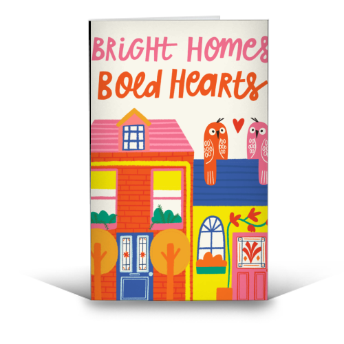 Bright Homes Bold hearts Maximalism Illustration Design - funny greeting card by AbiGoLucky
