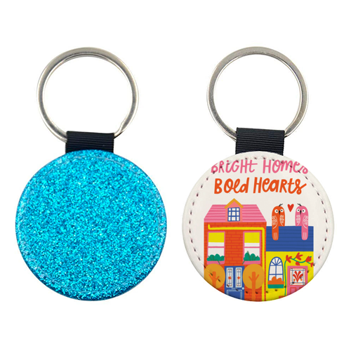 Bright Homes Bold hearts Maximalism Illustration Design - keyring by AbiGoLucky