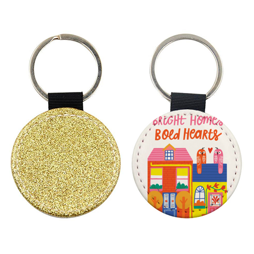 Bright Homes Bold hearts Maximalism Illustration Design - keyring by AbiGoLucky