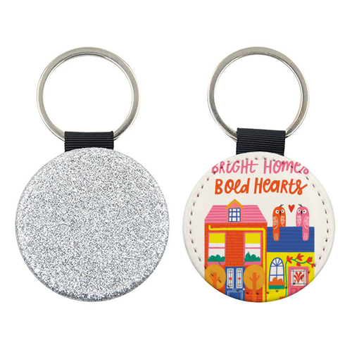 Bright Homes Bold hearts Maximalism Illustration Design - keyring by AbiGoLucky