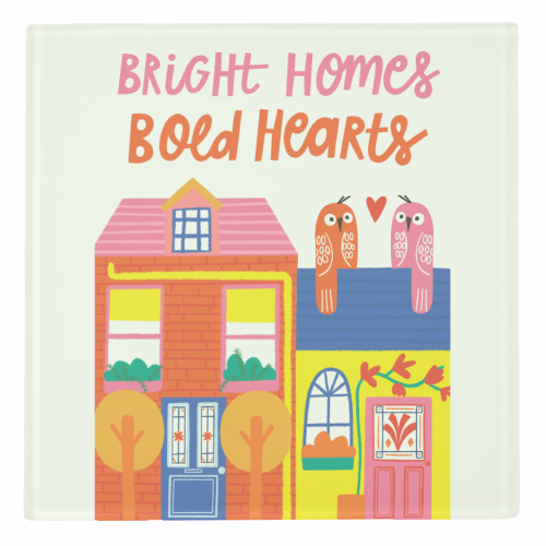 Bright Homes Bold hearts Maximalism Illustration Design - personalised beer coaster by AbiGoLucky