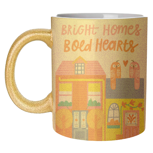 Bright Homes Bold hearts Maximalism Illustration Design - unique mug by AbiGoLucky
