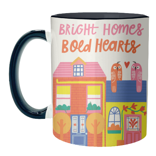 Bright Homes Bold hearts Maximalism Illustration Design - unique mug by AbiGoLucky