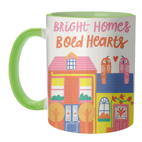 Bright Homes Bold hearts Maximalism Illustration Design - unique mug by AbiGoLucky