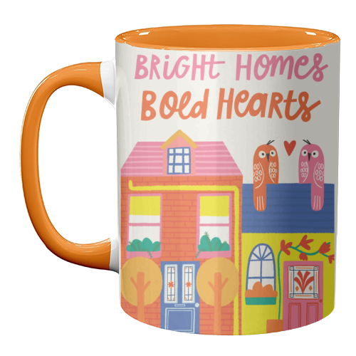 Bright Homes Bold hearts Maximalism Illustration Design - unique mug by AbiGoLucky