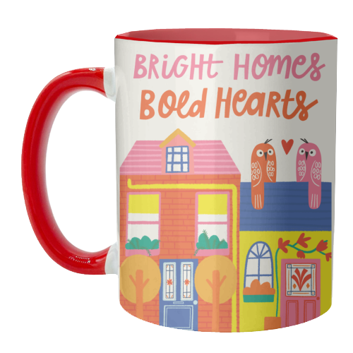 Bright Homes Bold hearts Maximalism Illustration Design - unique mug by AbiGoLucky