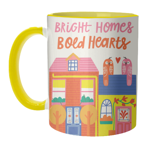 Bright Homes Bold hearts Maximalism Illustration Design - unique mug by AbiGoLucky