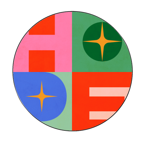 Bright Mid Mod HOPE Typography • Christmas greeting - Circle Sticker by Dominique Vari