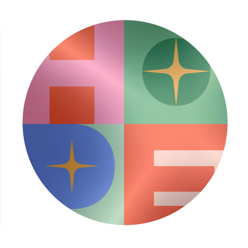 Bright Mid Mod HOPE Typography • Christmas greeting - Circle Sticker by Dominique Vari