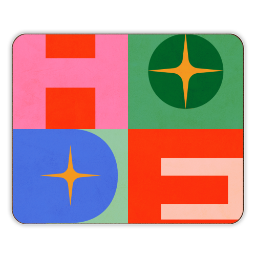 Bright Mid Mod HOPE Typography • Christmas greeting - designer placemat by Dominique Vari