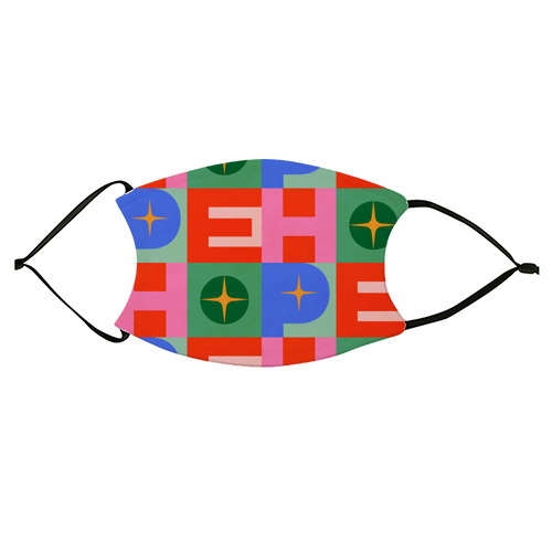 Bright Mid Mod HOPE Typography • Christmas greeting - face cover mask by Dominique Vari