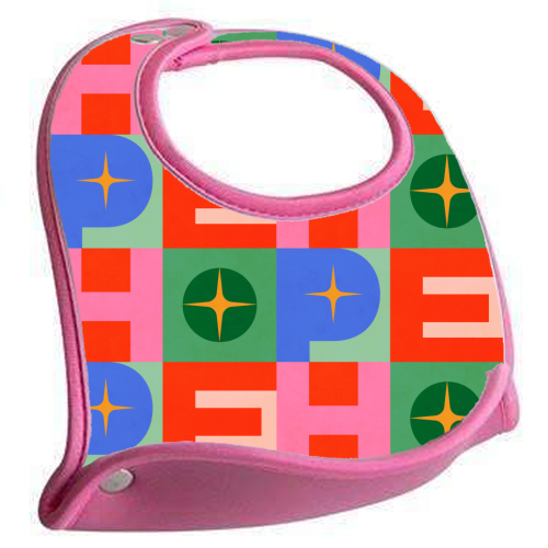 Bright Mid Mod HOPE Typography • Christmas greeting - feeding bib by Dominique Vari