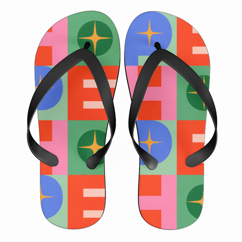Bright Mid Mod HOPE Typography • Christmas greeting - funny flip flops by Dominique Vari