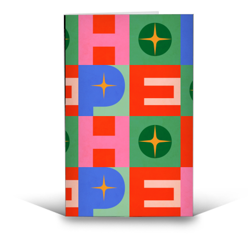 Bright Mid Mod HOPE Typography • Christmas greeting - funny greeting card by Dominique Vari