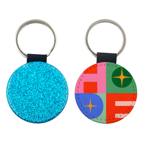 Bright Mid Mod HOPE Typography • Christmas greeting - keyring by Dominique Vari