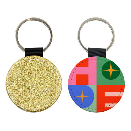 Bright Mid Mod HOPE Typography • Christmas greeting - keyring by Dominique Vari