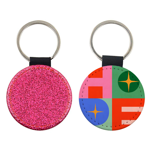Bright Mid Mod HOPE Typography • Christmas greeting - keyring by Dominique Vari