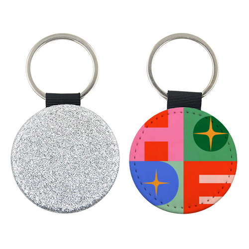 Bright Mid Mod HOPE Typography • Christmas greeting - keyring by Dominique Vari