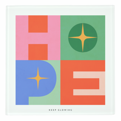 Bright Mid Mod HOPE Typography • Christmas greeting - personalised beer coaster by Dominique Vari