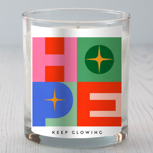 Bright Mid Mod HOPE Typography • Christmas greeting - scented candle by Dominique Vari