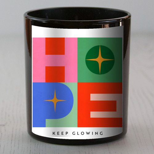 Bright Mid Mod HOPE Typography • Christmas greeting - scented candle by Dominique Vari