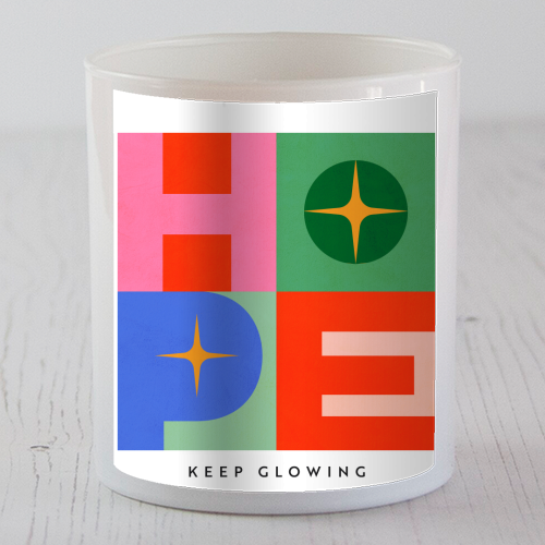 Bright Mid Mod HOPE Typography • Christmas greeting - scented candle by Dominique Vari